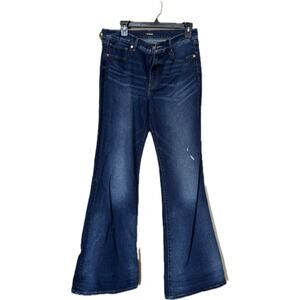 Express 70's Flare Mid Rise - Size 10L Dark wash distressed